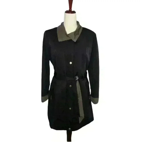 ELLEN TRACY black and olive green  trench size xs. - Picture 11 of 11